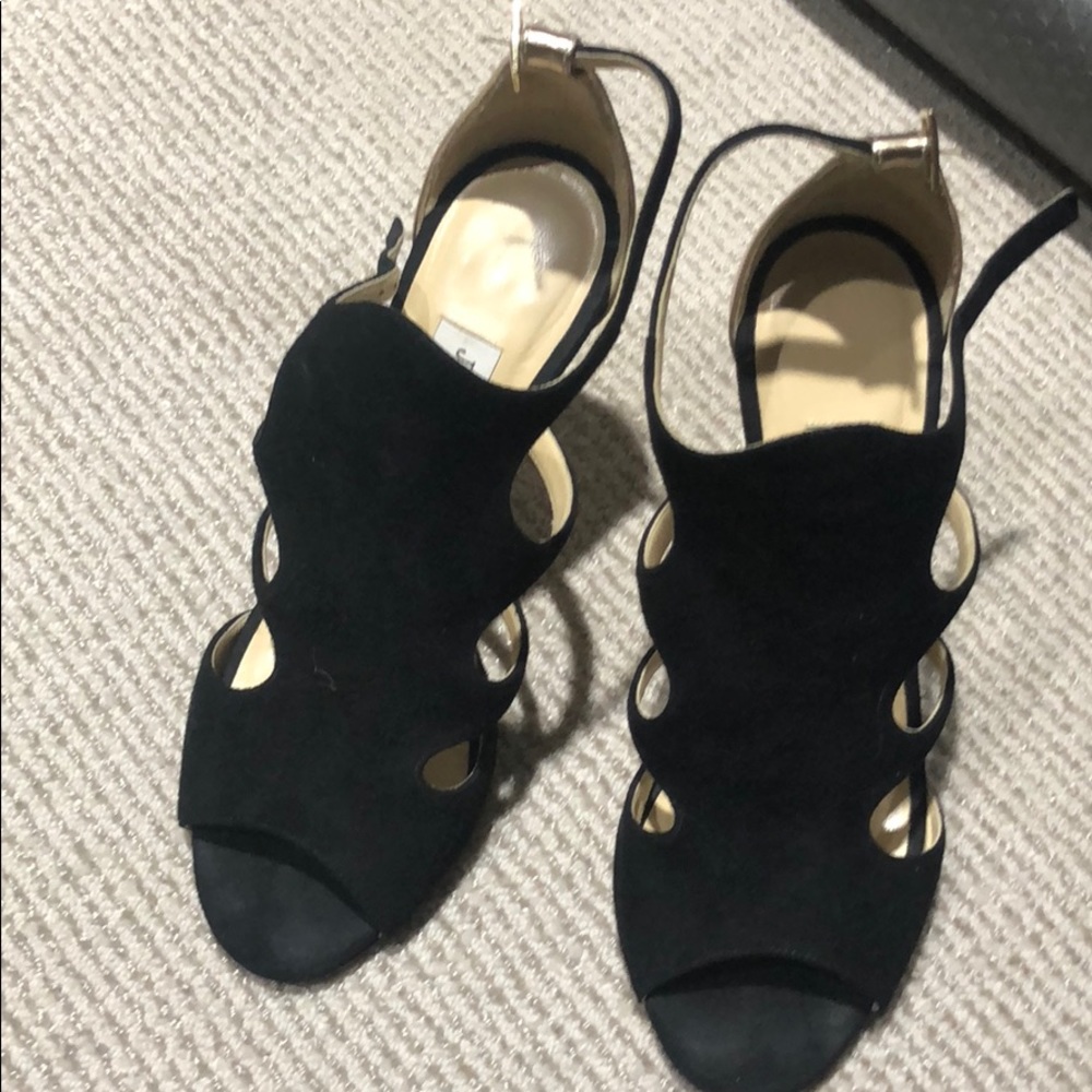 Jimmy Choo black and gold suede heels size 7